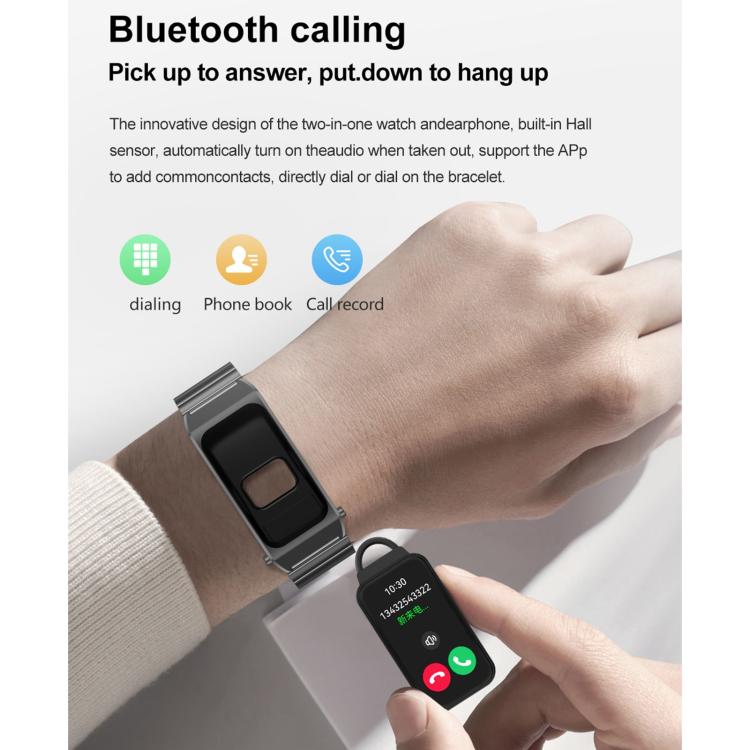 B7 Pro 1.5 inch 2 in 1 Bluetooth Earphone Silicone Strap Smart Watch, Support Heart Rate / Sleep Monitoring(Black)