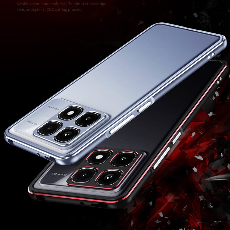 For Xiaomi Redmi K70 Ultra Aurora Series Lens Protector + Metal Frame Phone Case(Black Red)