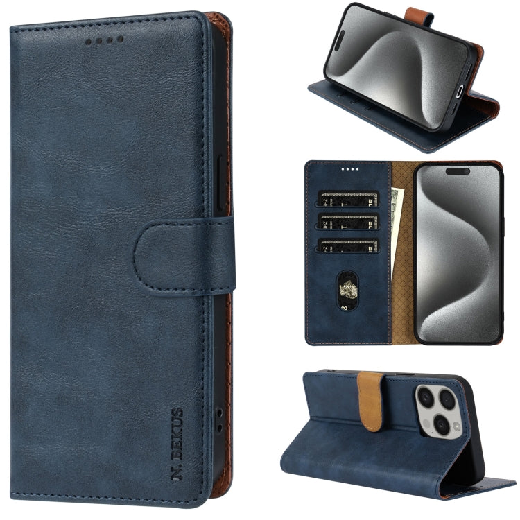 For iPhone 15 Pro Max N.BEKUS CSJ-P1 Solid Color Leather Phone Case(Blue)
