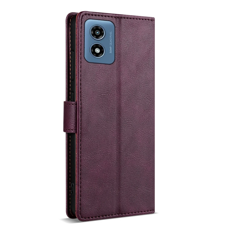 For Motorola Moto G Play 2024 N.BEKUS CSJ-P1 Solid Color Leather Phone Case(Wine Red)