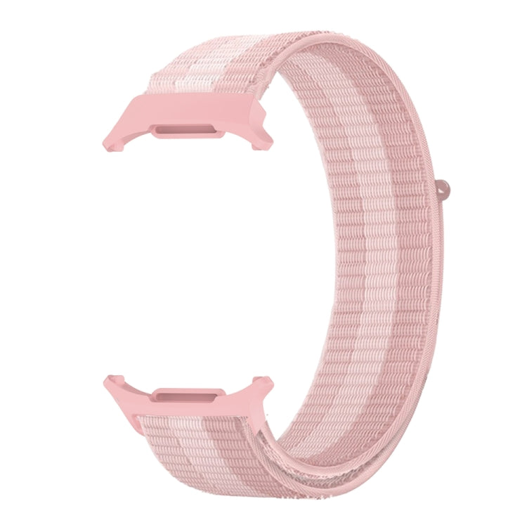 For Samsung Galaxy Watch Ultra 47mm Plastic Connector Nylon Loop Watch Band(Pink White Pink)