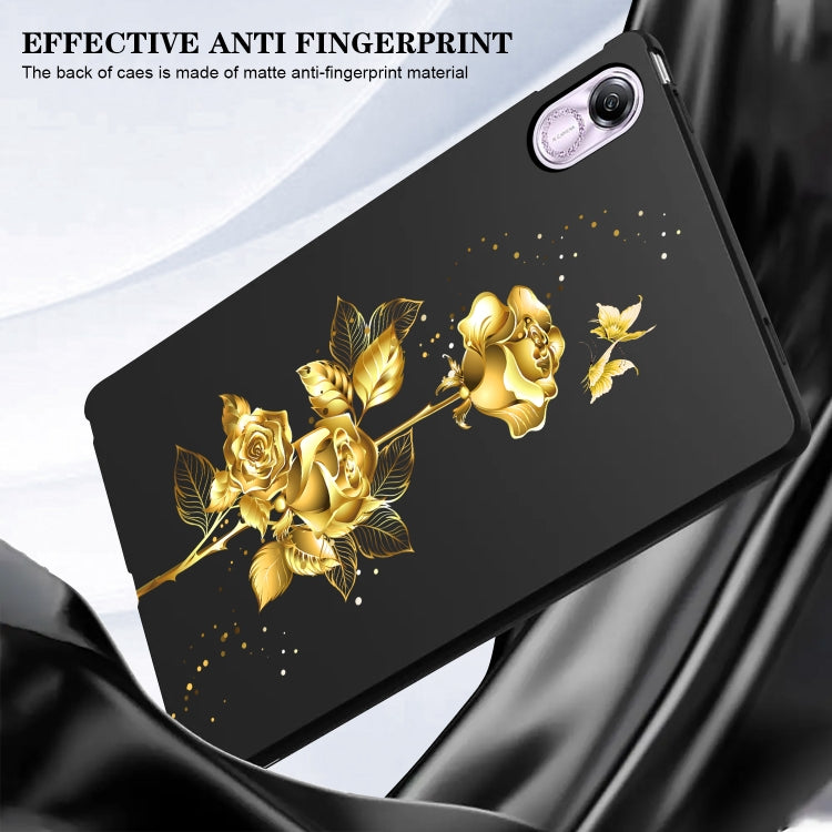 For Huawei MatePad SE 11 2024 Color Painting Pattern Smart Tablet TPU Case(Golden Rose)