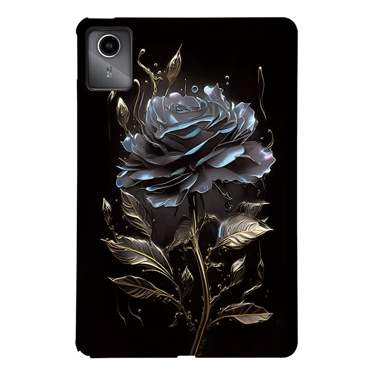 For Lenovo Tab M11 / Xiaoxin Pad 2024 Color Painting Pattern Smart Tablet TPU Case(Black Rose)