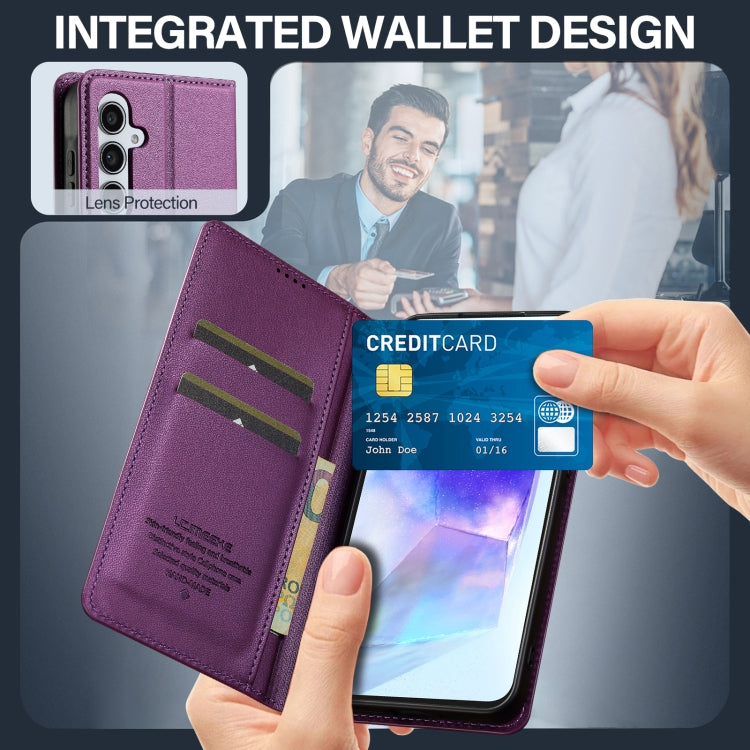 For Samsung Galaxy S24 FE 5G LC.IMEEKE L1 Series Frosted Fine Texture PU Phone Case(Purple)
