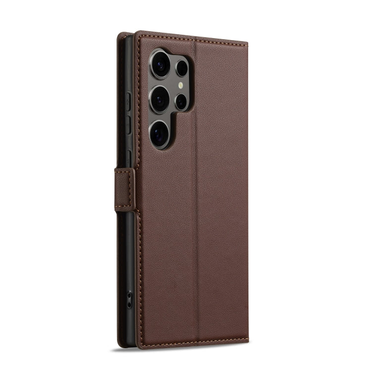 For Samsung Galaxy S25 Ultra 5G LC.IMEEKE L1 Series Frosted Fine Texture PU Phone Case(Brown)