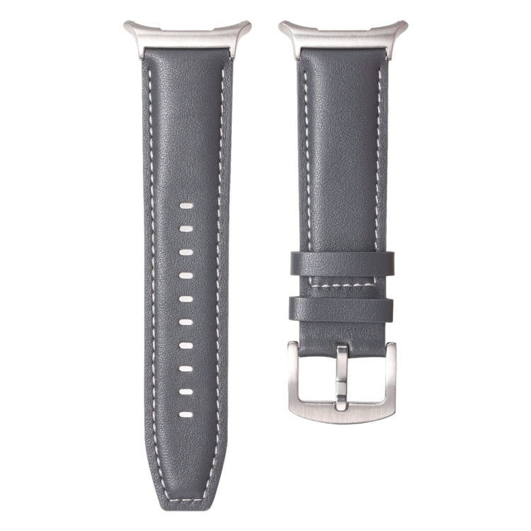 For Samsung Galaxy Watch Ultra 47mm Plain Genuine Leather Watch Band(Grey)