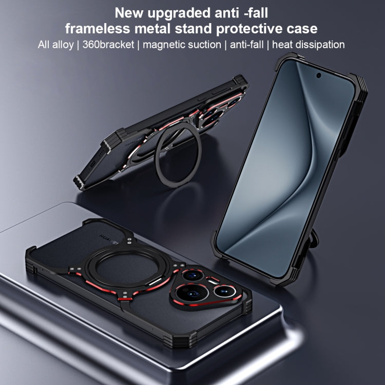 For Huawei Mate 60 Pro+ Mechanical Arm Borderless MagSafe Holder Metal Phone Case(Silver)