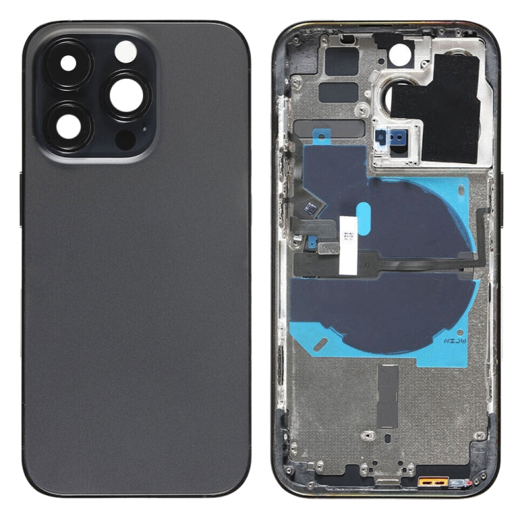 For iPhone 14 Pro Battery Back Cover with Power + Volume Flex Cable + Wireless Charging Module, Version:China Version(Black)