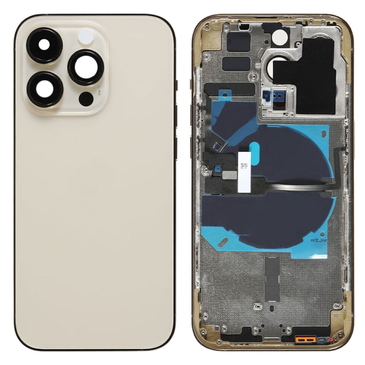 For iPhone 14 Pro Battery Back Cover with Power + Volume Flex Cable + Wireless Charging Module, Version:US Version(Gold)