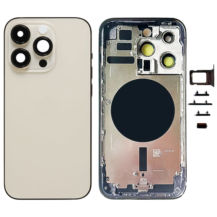 For iPhone 14 Pro Battery Back Cover with Side Keys & Card Tray, Version:China Version(Gold)