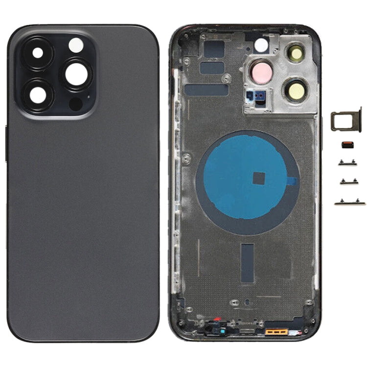 For iPhone 14 Pro Max Battery Back Cover with Side Keys & Card Tray, Version:China Version(Black)