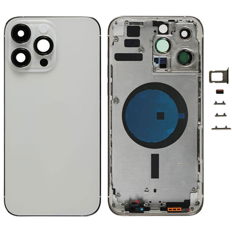 For iPhone 14 Pro Max Battery Back Cover with Side Keys & Card Tray, Version:China Version(Silver)