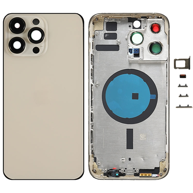 For iPhone 14 Pro Max Battery Back Cover with Side Keys & Card Tray, Version:CE EU Version(Gold)