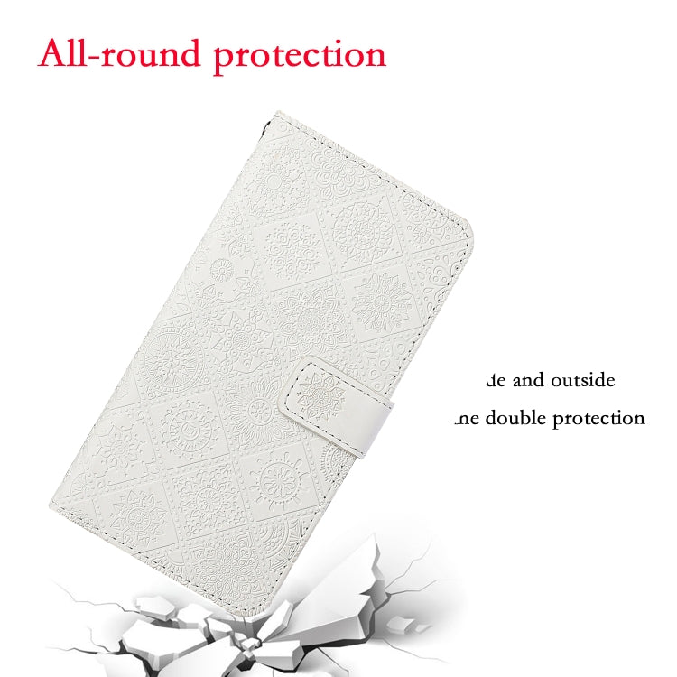 For Samsung Galaxy S25+ 5G Ethnic Style Embossed Pattern Leather Phone Case(White) - Galaxy S25+ 5G Cases by PMC Jewellery | Online Shopping South Africa | PMC Jewellery | Buy Now Pay Later Mobicred