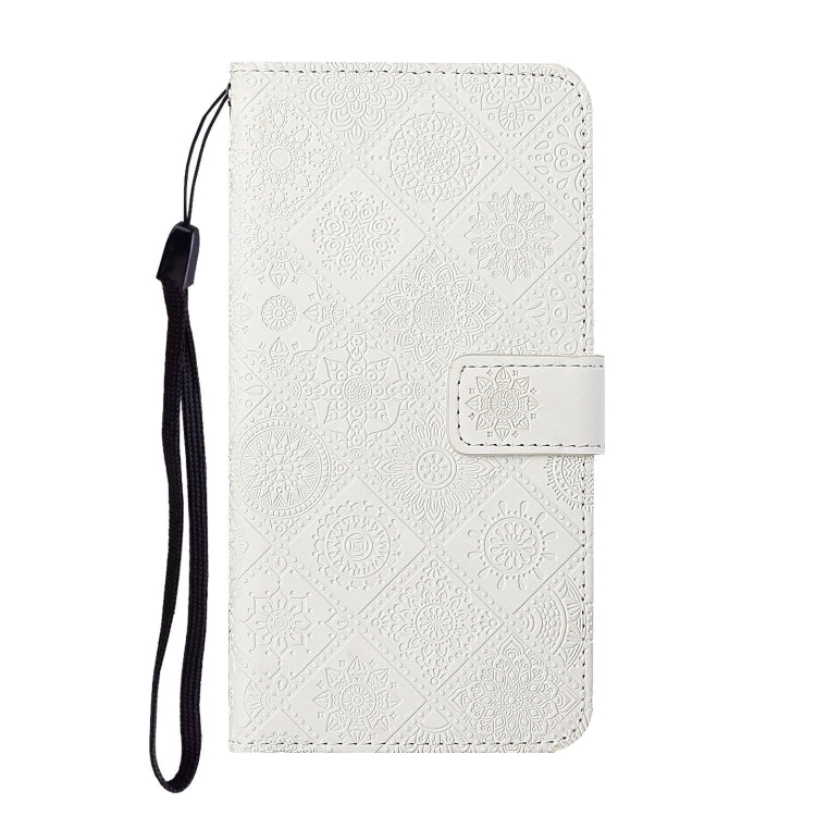 For Samsung Galaxy S25 Ultra 5G Ethnic Style Embossed Pattern Leather Phone Case(White)