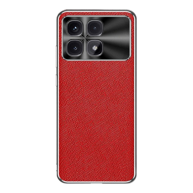 For Redmi K70 Ultra Silver Edge Cross Texture PU Leather Phone Case(Red)