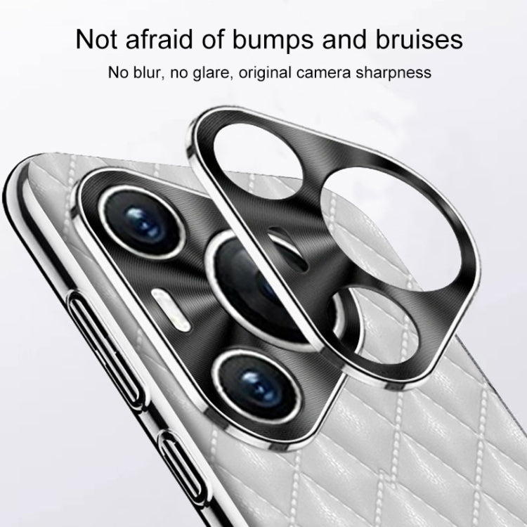 For Huawei Pura 70 Silver Edge Rhombic Texture PU Leather Phone Case(Black)