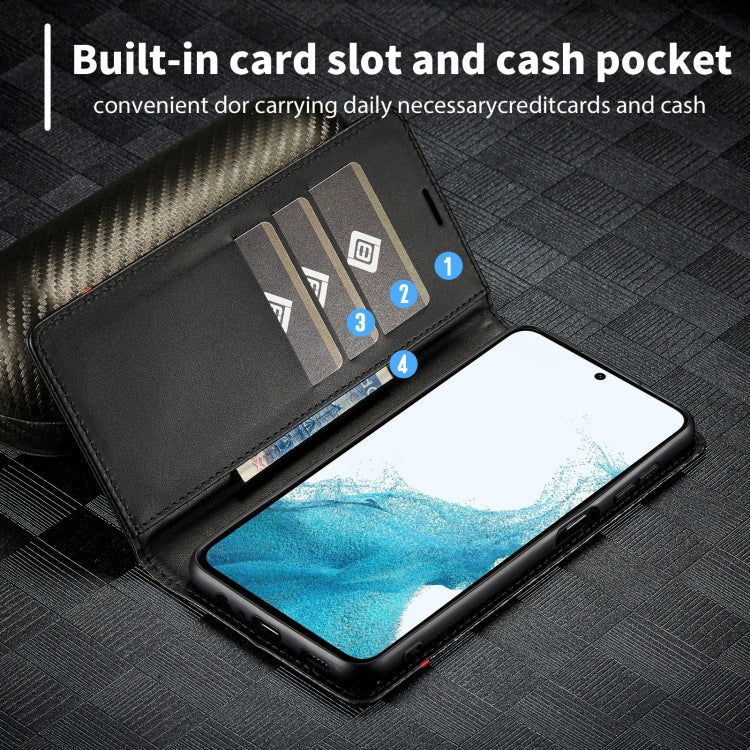 For Samsung Galaxy S24 FE 5G LC.IMEEKE Carbon Fiber Leather Phone Case(Horizontal Black)