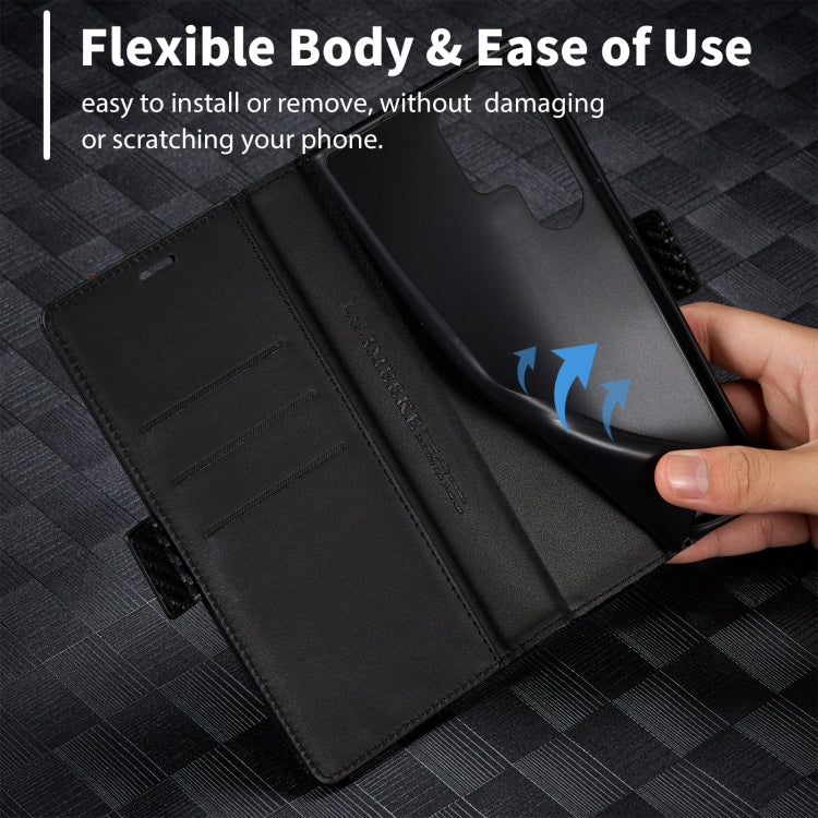 For Samsung Galaxy S25 Ultra 5G LC.IMEEKE Carbon Fiber Leather Phone Case(Horizontal Black) - Galaxy S25 Ultra 5G Cases by LC.IMEEKE | Online Shopping South Africa | PMC Jewellery | Buy Now Pay Later Mobicred