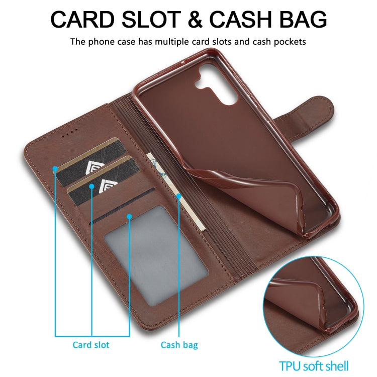 For Samsung Galaxy S24 FE 5G LC.IMEEKE Calf Texture Leather Phone Case(Coffee)