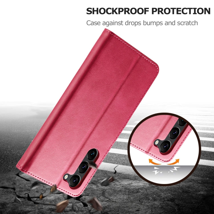 For Samsung Galaxy S25 5G LC.IMEEKE Calf Texture Leather Phone Case(Red)