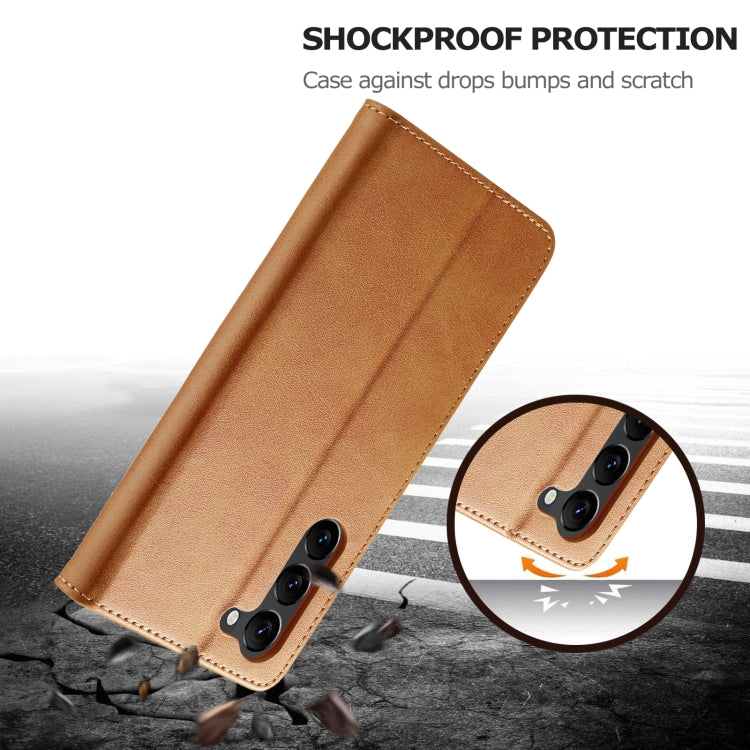 For Samsung Galaxy S25 5G LC.IMEEKE Calf Texture Leather Phone Case(Brown)