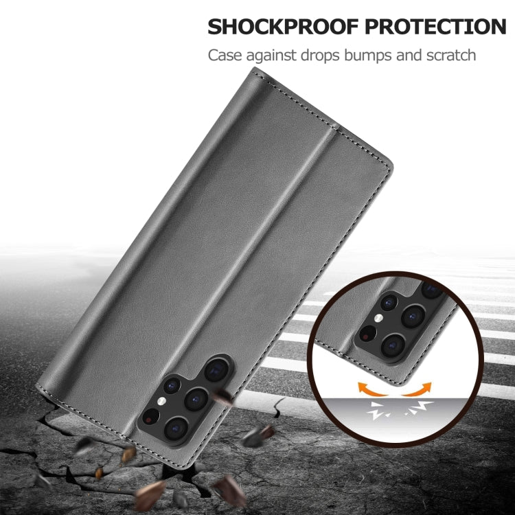 For Samsung Galaxy S25 Ultra 5G LC.IMEEKE Calf Texture Leather Phone Case(Grey)