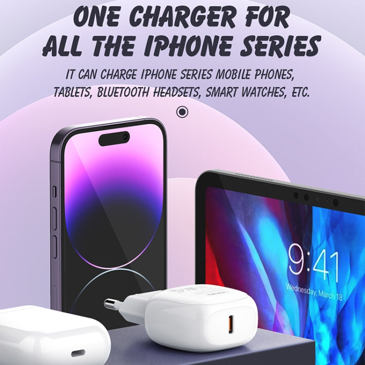 LDNIO A1206C PD27W USB-C / Type-C Fast Charger with 1m Type-C Cable, Plug Type:EU Plug(White) - free shipping - PMC Jewellery - Order now!