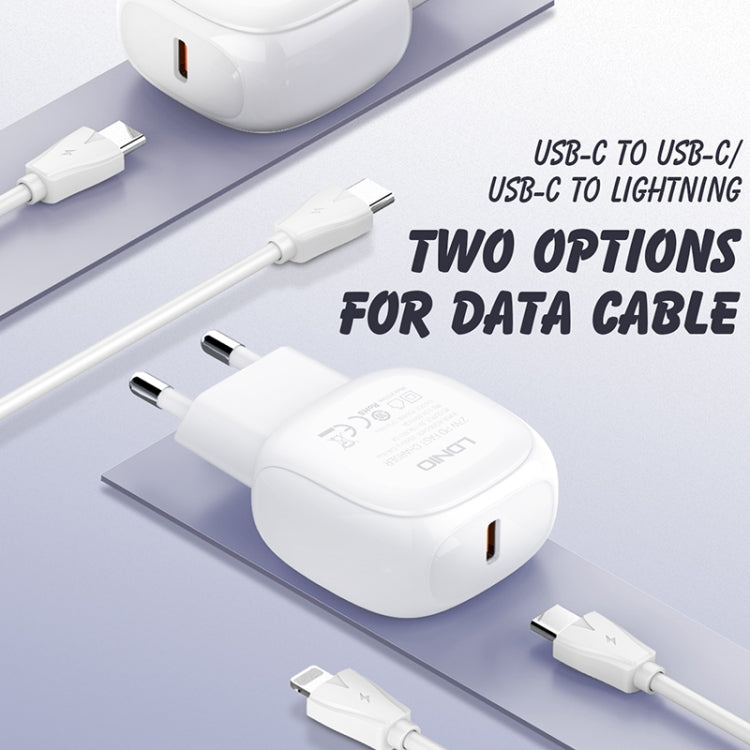 LDNIO A1206C PD27W USB-C / Type-C Fast Charger with 1m Type-C Cable, Plug Type:EU Plug(White) - free shipping - PMC Jewellery - Order now!