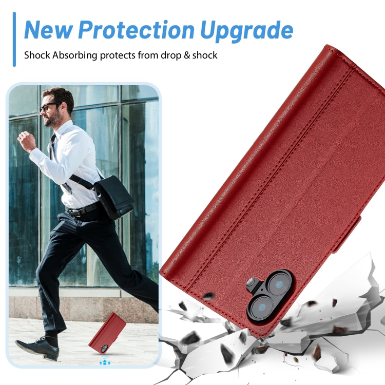 For iPhone 16 LC.IMEEKE Skin-friendly Card Slots Leather Phone Case(Red)