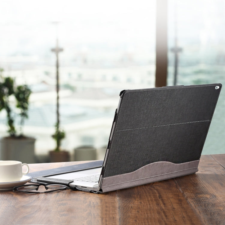 For Microsoft Surface Book 3 / 2 / 1 13.5 inch PU Leather Laptop Protective Case with Screen Stand(Dark Blue)