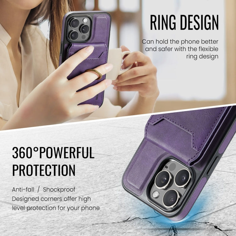 For iPhone 15 Plus DG.MING K1 MagSafe Detachable Wallet RFID Back Cover Phone Case(Purple)