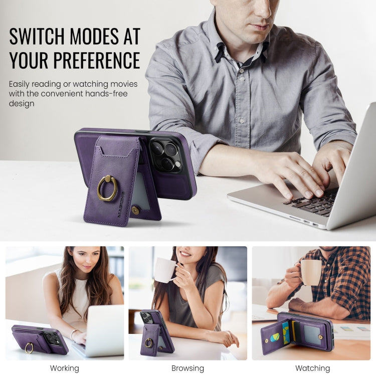 For iPhone 14 DG.MING K1 MagSafe Detachable Wallet RFID Back Cover Phone Case(Purple)