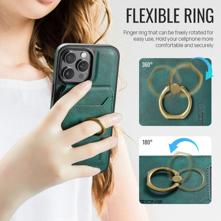 For iPhone 14 DG.MING K1 MagSafe Detachable Wallet RFID Back Cover Phone Case(Green)