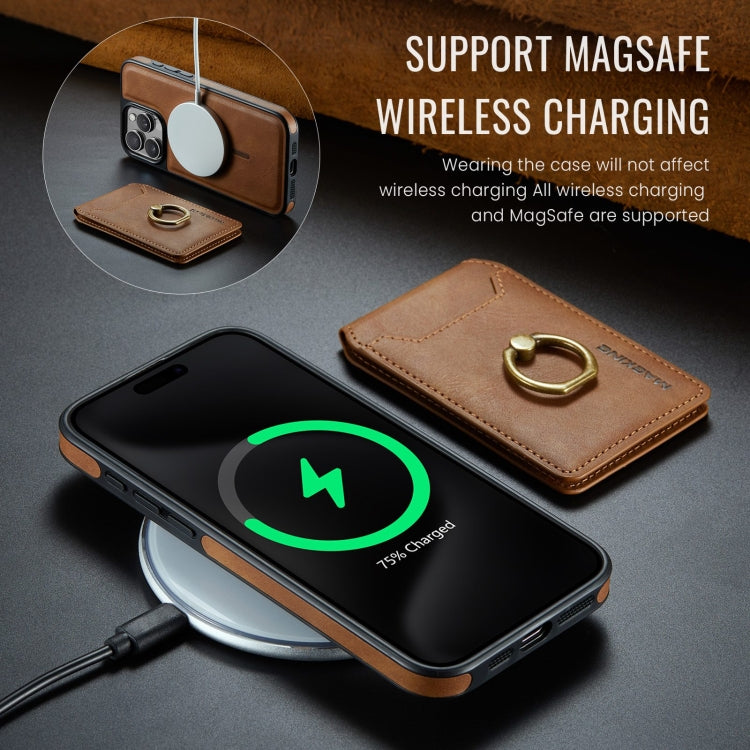 For iPhone 14 Pro Max DG.MING K1 MagSafe Detachable Wallet RFID Back Cover Phone Case(Brown)
