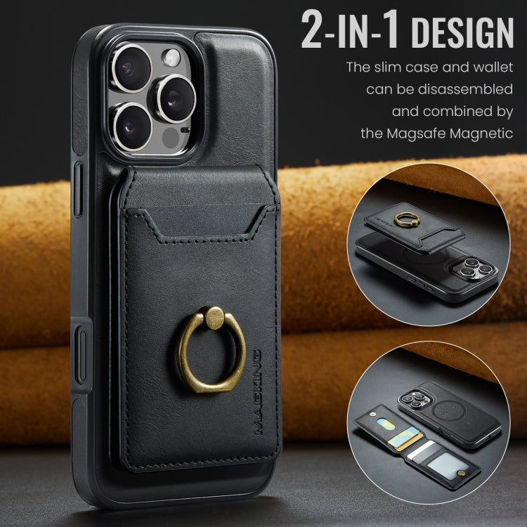For iPhone 16 Pro DG.MING K1 MagSafe Detachable Wallet RFID Back Cover Phone Case(Black)
