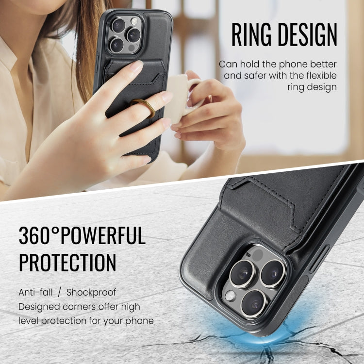 For iPhone 16 Pro DG.MING K1 MagSafe Detachable Wallet RFID Back Cover Phone Case(Black)