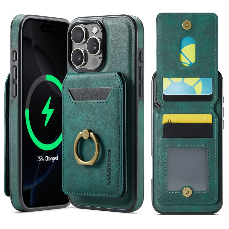 For iPhone 16 Pro DG.MING K1 MagSafe Detachable Wallet RFID Back Cover Phone Case(Green)