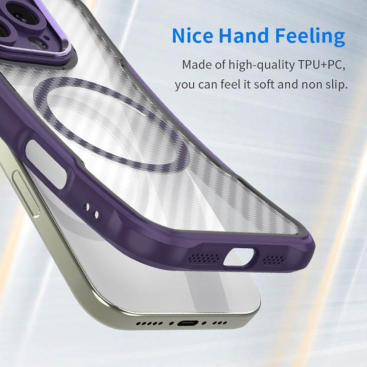 For Samsung Galaxy S25 Ultra 5G Carbon Fiber Texture MagSafe Translucent Phone Case(Purple)