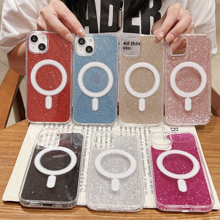 For iPhone 16 Pro Max Acrylic Transparent Glitter MagSafe Phone Case(Silver)