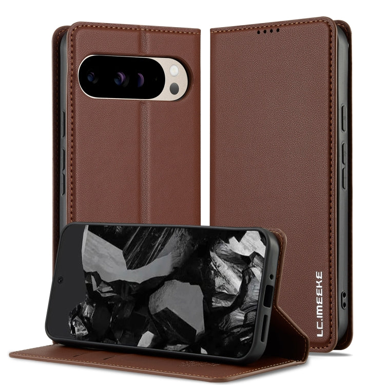 For Google Pixel 9 Pro XL LC.IMEEKE L1 Series Frosted Fine Texture PU Phone Case(Brown)