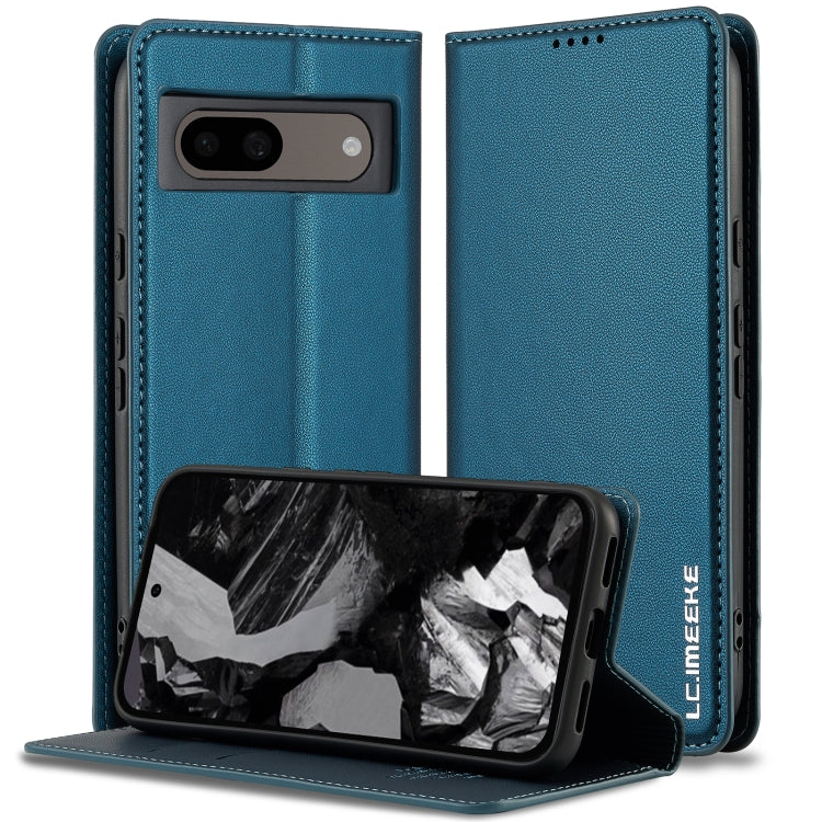 For Google Pixel 8A LC.IMEEKE L1 Series Frosted Fine Texture PU Phone Case(Blue)