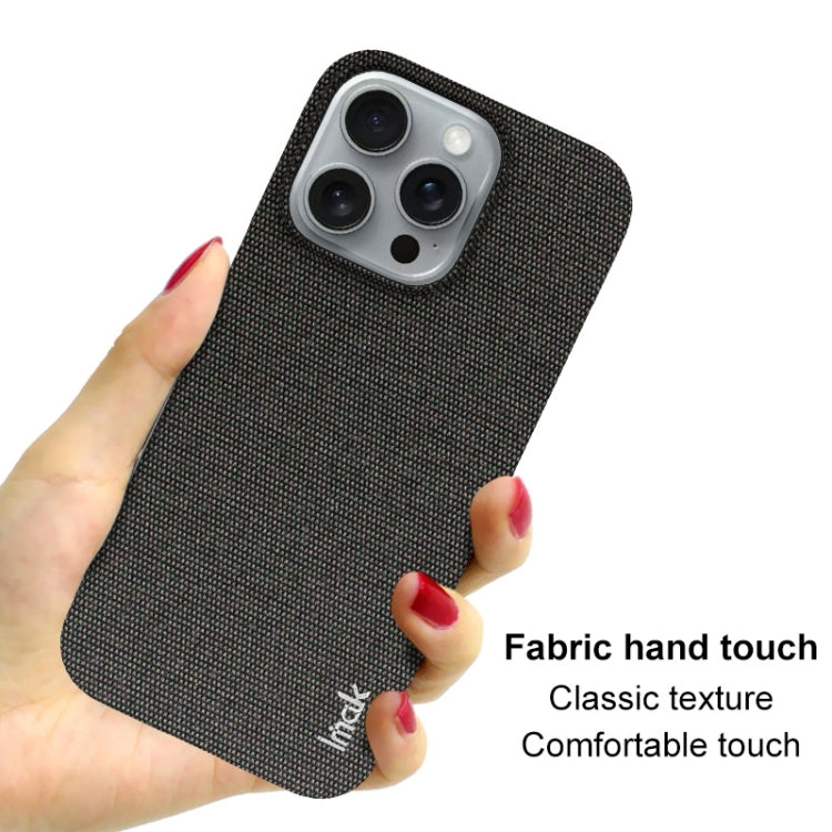 For iPhone 16 Pro Max imak Ruiyi Series Cloth Texture PU + PC Phone Case(Black)