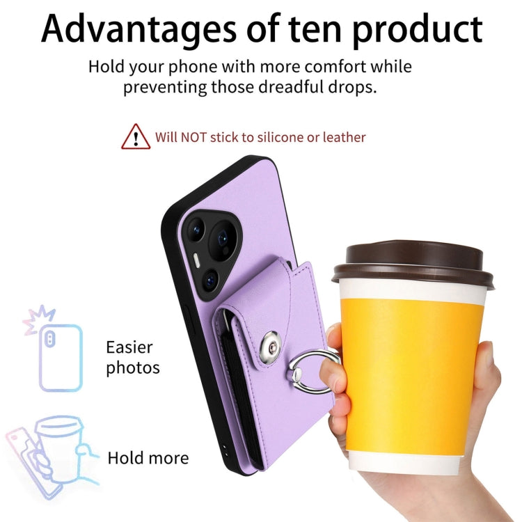 For Huawei Pura 70 Pro / 70 Pro+ Organ Card Bag Ring Holder Phone Case(Purple) - Huawei Cases by PMC Jewellery | Online Shopping South Africa | PMC Jewellery | Buy Now Pay Later Mobicred