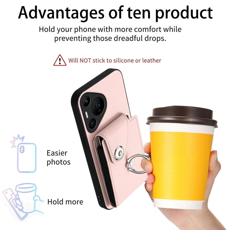 For Huawei Pura 70 Pro / 70 Pro+ Organ Card Bag Ring Holder Phone Case(Pink) - free shipping - PMC Jewellery - Order now!