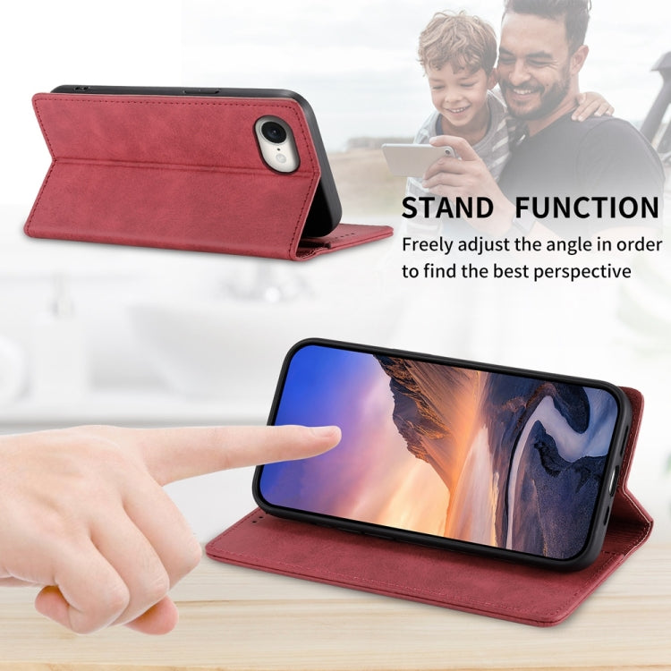 For iPhone 16e Business Solid Color Magnetic RFID Leather Phone Case(Red) - iPhone 16e Cases by PMC TechLife | Online Shopping South Africa | PMC TechLife | Buy Now Pay Later Mobicred
