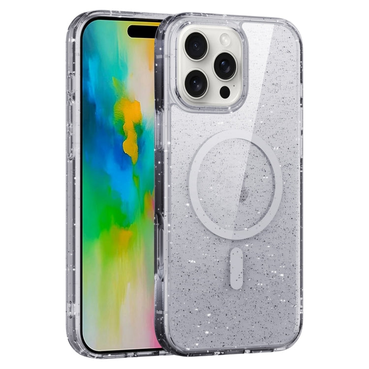 For iPhone 16 Pro Glitter Powder MagSafe Magnetic Phone Case(Transparent)
