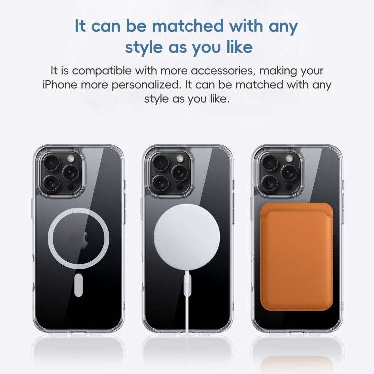 For iPhone 16 Crystal Clear MagSafe Magnetic Phone Case(Transparent Black)