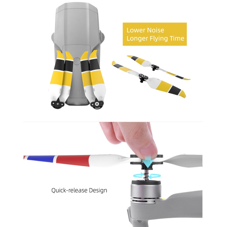 2 Pairs Sunnylife 7238F-3C For DJI Mavic Air 2 Double-sided Three-color Low Noise Quick-release Propellers(Black Yellow White) - DIY Propeller by PMC TechLife | Online Shopping South Africa | PMC TechLife | Buy Now Pay Later Mobicred