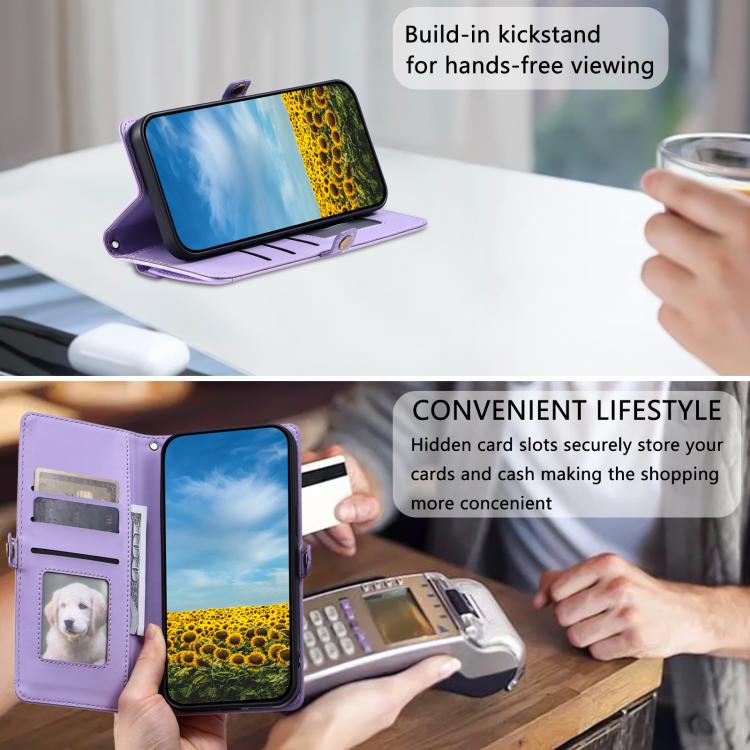 For iPhone 16e Wallet Multi-card Slot Leather Phone Case with Lanyard(Purple) - free shipping - PMC TechLife - Order now!